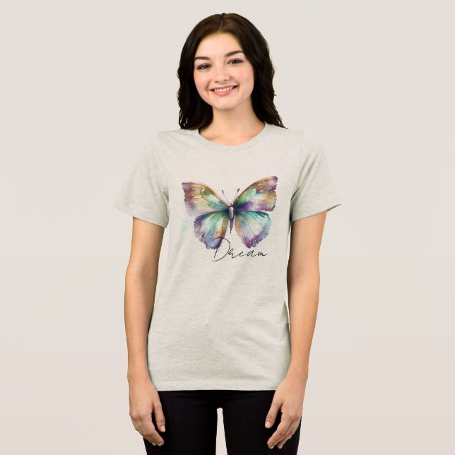 T-shirt En Tri-matière Inspirational Mint Aqua Blue Dream Butterfly (Recto plein)