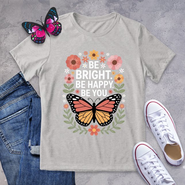 T-shirt En Tri-matière Inspirationnel papillon floral rétrospectif Tee (Créateur téléchargé)