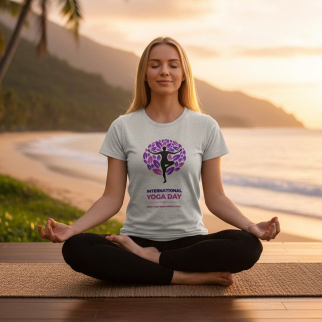T-shirt En Tri-matière International Yoga Day Tree Pose T-Shirt (Créateur téléchargé)