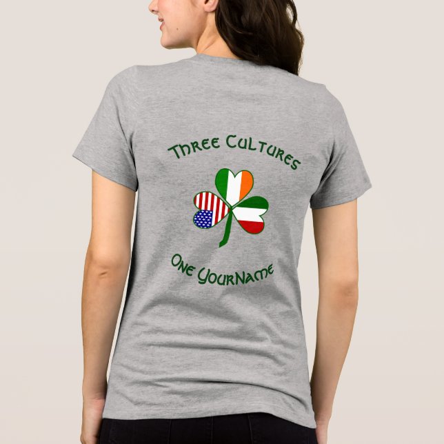 T-shirt En Tri-matière Italy Ireland USA Shamrock Flag Personalized Name (Verso)