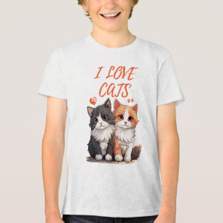 T-SHIRT  EN TRI-MATIÈRE J'ADORE LES CHATS