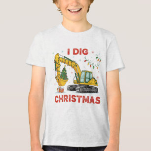 T-shirt En Tri-matière J'adore Noël Excavatrice Mignonne Lumières de Sapi