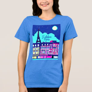 T-shirt En Tri-matière J'adore Paris - Imaginaire Paris sous une Pleine l