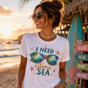 T-shirt En Tri-matière J'ai besoin de la mer vitaminée d'été plage