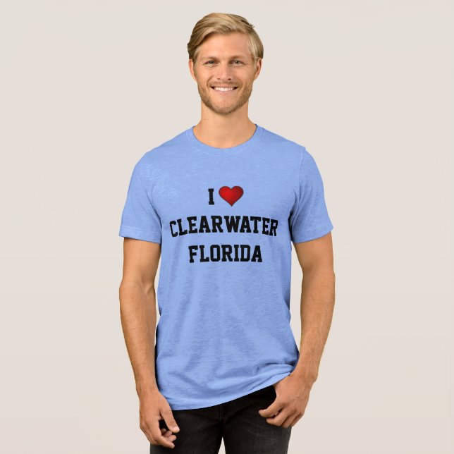T-SHIRT  EN TRI-MATIÈRE J'AIME CLEARWATER, FLORIDE (Recto plein)