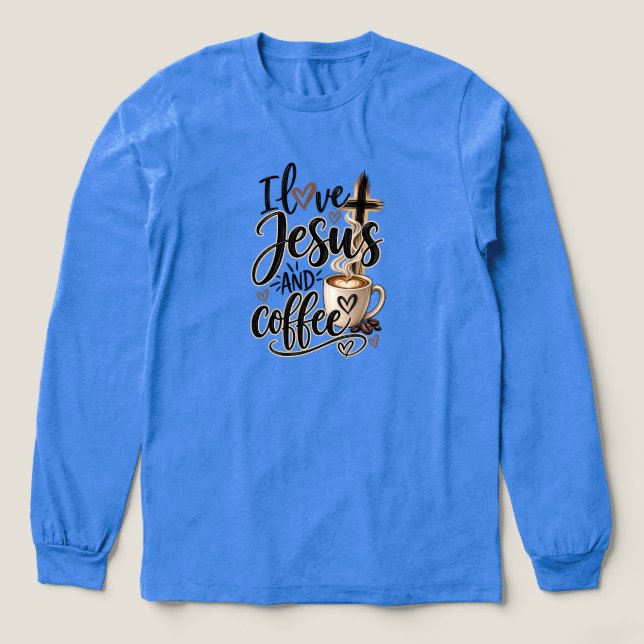 T-shirt En Tri-matière J'aime Jésus et le café (Motif devant)