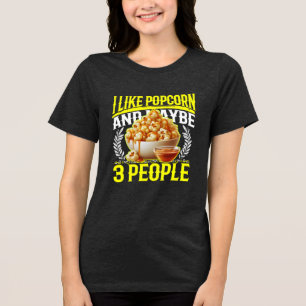 T-shirt En Tri-matière j'aime le popcorn et peut-être 3 personnes