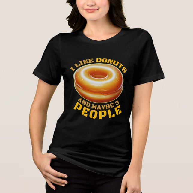 T-shirt En Tri-matière j'aime les beignets et peut-être 3 personnes (Recto)