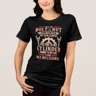 T-shirt En Tri-matière J'aime mon mécanicien Il est le boulon de ma noix