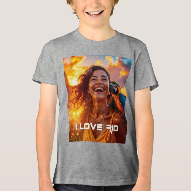 T-SHIRT  EN TRI-MATIÈRE J'AIME RIO (Recto)