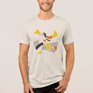 T-shirt En Tri-matière Jaune Orange Gris Noir Formes géométriques Ovales