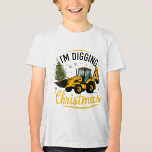 T-shirt En Tri-matière Je creuse Noël Excavatrice mignonne Arbre Enfants