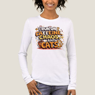 T-shirt En Tri-matière Je fonctionne à la caféine, au chaos et aux chats