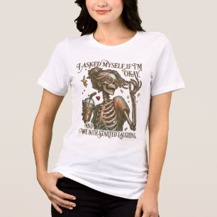 T-shirt En Tri-matière Je me suis demandé si j'allais bien Squelette Café