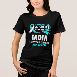 T-shirt En Tri-matière Je Porte Le Sarcelle Et Blanc Ma Mère Cancer Du Co