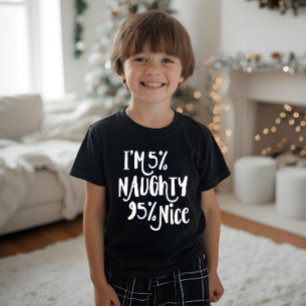 T-shirt En Tri-matière Je suis 5% Naughty 95% Nice   Noël typographique