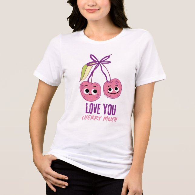 T-SHIRT  EN TRI-MATIÈRE JE T'AIME CHERRY BEAUCOUP (Recto)