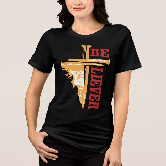 T-shirt En Tri-matière Jesus Cross Nail Design – Powerful Christian (Recto)