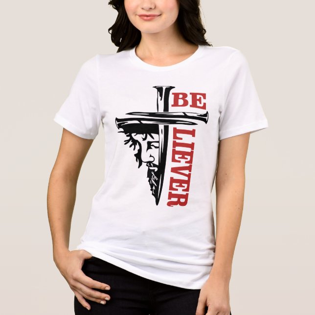 T-shirt En Tri-matière Jesus Cross Nail Design – Powerful Christian (Recto)