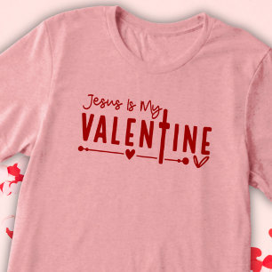 T-shirt En Tri-matière Jésus Est Ma Valentine Typographie Chrétienne Roug