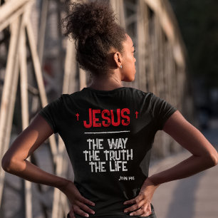 T-shirt En Tri-matière Jésus le Chemin Vérité Vie Jean 14:6 Écriture Somb