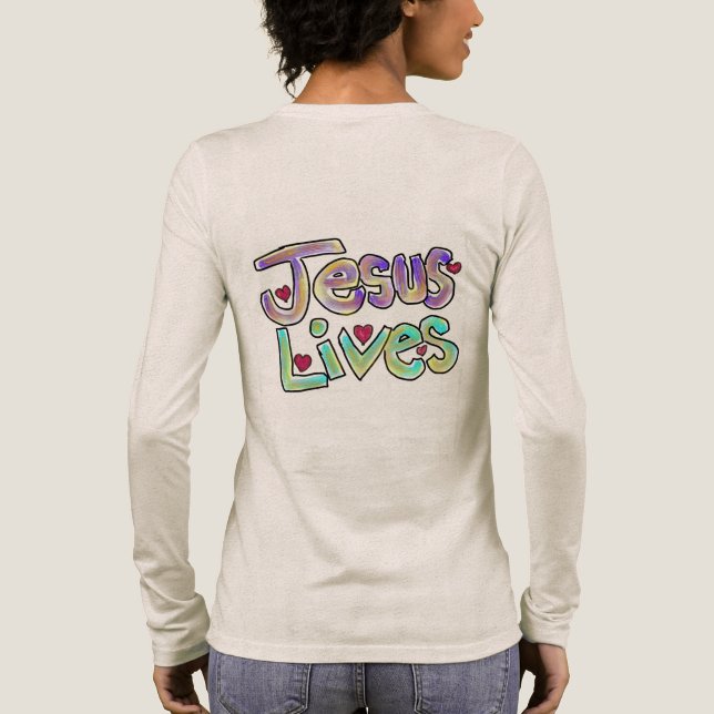 T-shirt En Tri-matière Jesus Lives Hand Drawn Christian Art  (Verso)