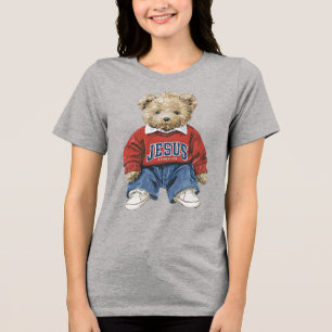 T-shirt En Tri-matière Jésus m'aime, ours en peluche