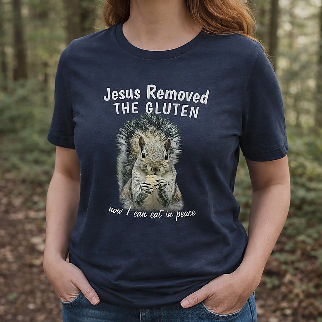 T-shirt En Tri-matière Jesus Removed the Gluten Funny Squirrel Design (Funny! Gluten-Free Christian Squirrel Shirt)