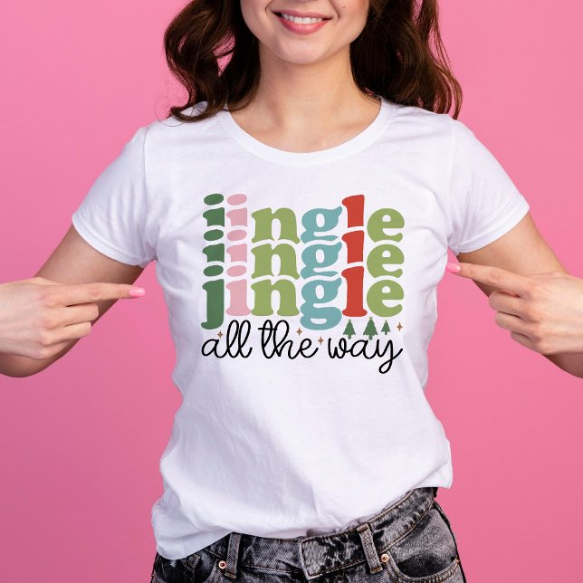 T-shirt En Tri-matière Jingle tout le chemin Retro Super Noël (Jingle all the way Retro Groovy Christmas Holidays T-Shirt)