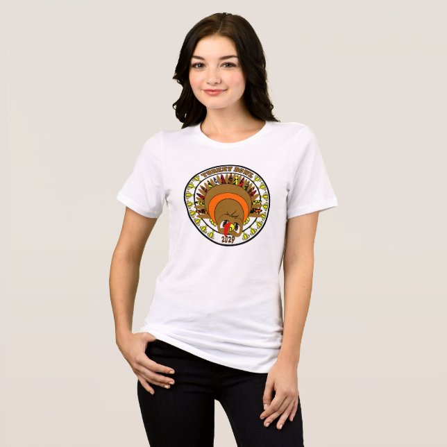 T-shirt En Tri-matière Joli Cartoon Thanksgiving Turkey Bowl T-shirt (Recto plein)