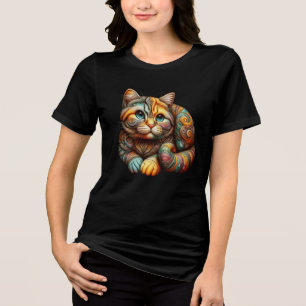 T-shirt En Tri-matière Joli Chat Calico Coloré