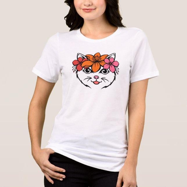 T-shirt En Tri-matière Joli Chat Tropical (Recto)