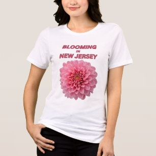 T-SHIRT EN TRI-MATIÈRE JOLI CHRYSANTHÈME ROSE FLEUR BLANCHE FEMME