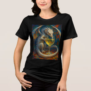 T-shirt En Tri-matière Joli Dragon d'Ivoire & Art Fantastique de Vin Blan