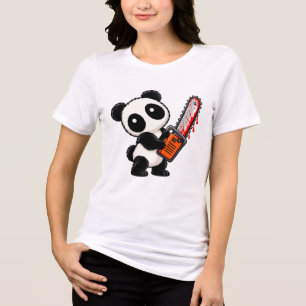 T-shirt En Tri-matière Joli Panda Zombie Tronçonneuse Effrayant