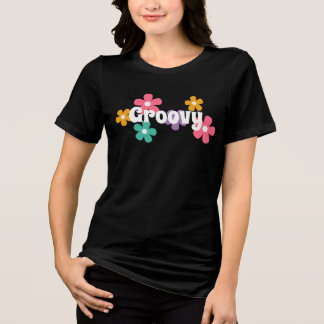 T-shirt En Tri-matière Joli Rétro Fleur de Pâquerette Groovy des Années 7