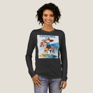 T-shirt En Tri-matière Jolie fille cowgirl chevauchant un cheval dessin a