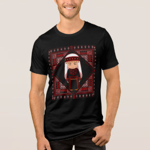 T-shirt En Tri-matière jolie fille palestinienne Broderie rouge tatreez