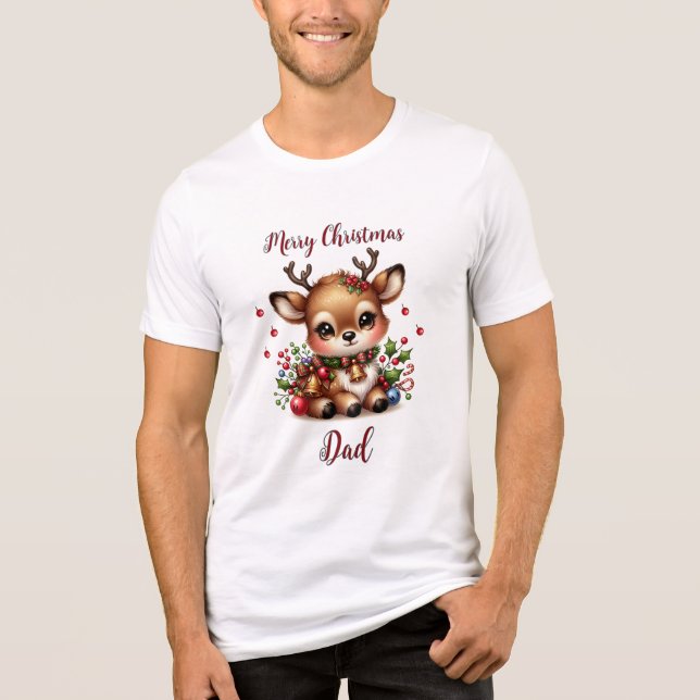 T-shirt En Tri-matière Jolie Reindeer Noël Tee pour papa (Recto)