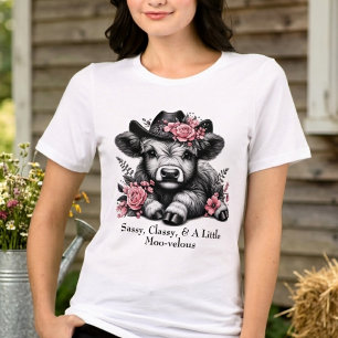 T-shirt En Tri-matière Jolie Vache Highland Cow Girl Avec Texte
