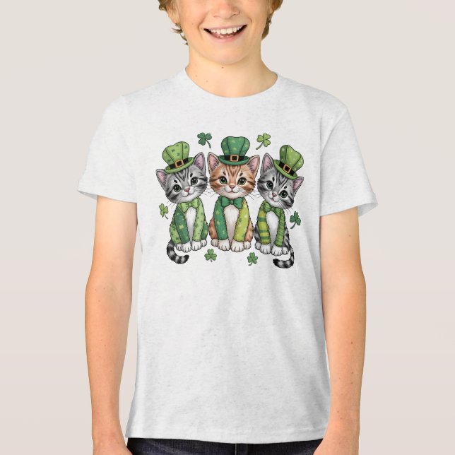 T-shirt En Tri-matière Jolis chatons de la Saint-Patrick-47474 (Recto)