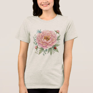 T-shirt En Tri-matière Jolis insectes de jardin Art aquarelle paeonie