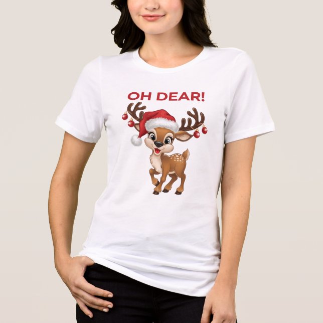 T-shirt En Tri-matière Jolly Jingle Threads Oh Dear! Cute Reindeer (Recto)