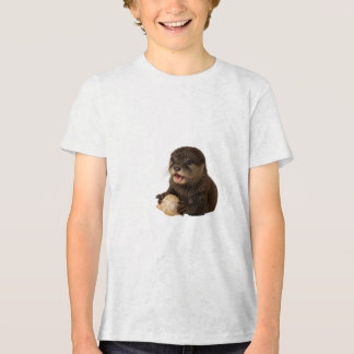 T-shirt En Tri-matière Jouer Otter Cub avec Seashell