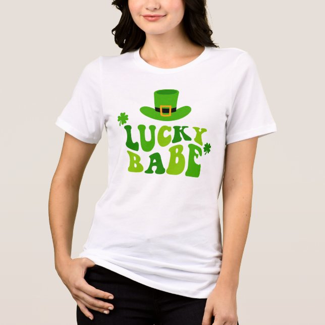 T-shirt En Tri-matière Jour de la Saint Patrick Lucky Babe Green Shamrock (Recto)