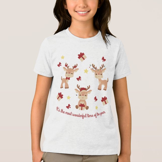 T-shirt En Tri-matière Jours fériés de Noël à Reindeer (Recto)
