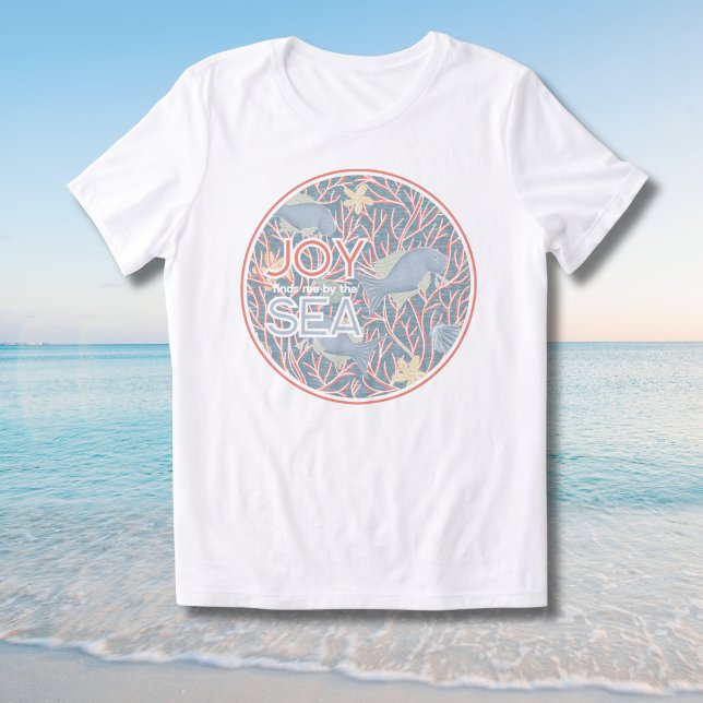 T-shirt En Tri-matière Joy Finds Me By The Sea – Boho Beach  (Modern Coastal "Joy Finds Me By The Sea" Inspirational T-Shirt)