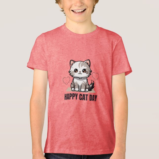 T-shirt En Tri-matière Joyeuse Fête du Chat (Recto)