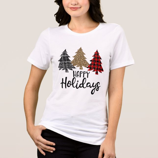 T-shirt En Tri-matière Joyeuses fêtes Jouées arbres de Noël (Recto)