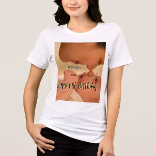 T-shirt En Tri-matière Joyeux 1er anniversaire enfants bébé mère noir jau